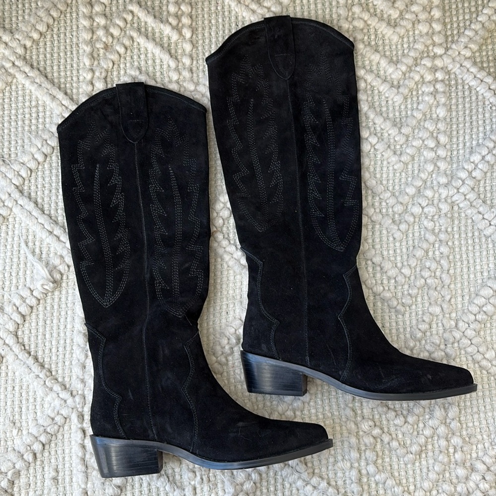 Suede cowboy boots